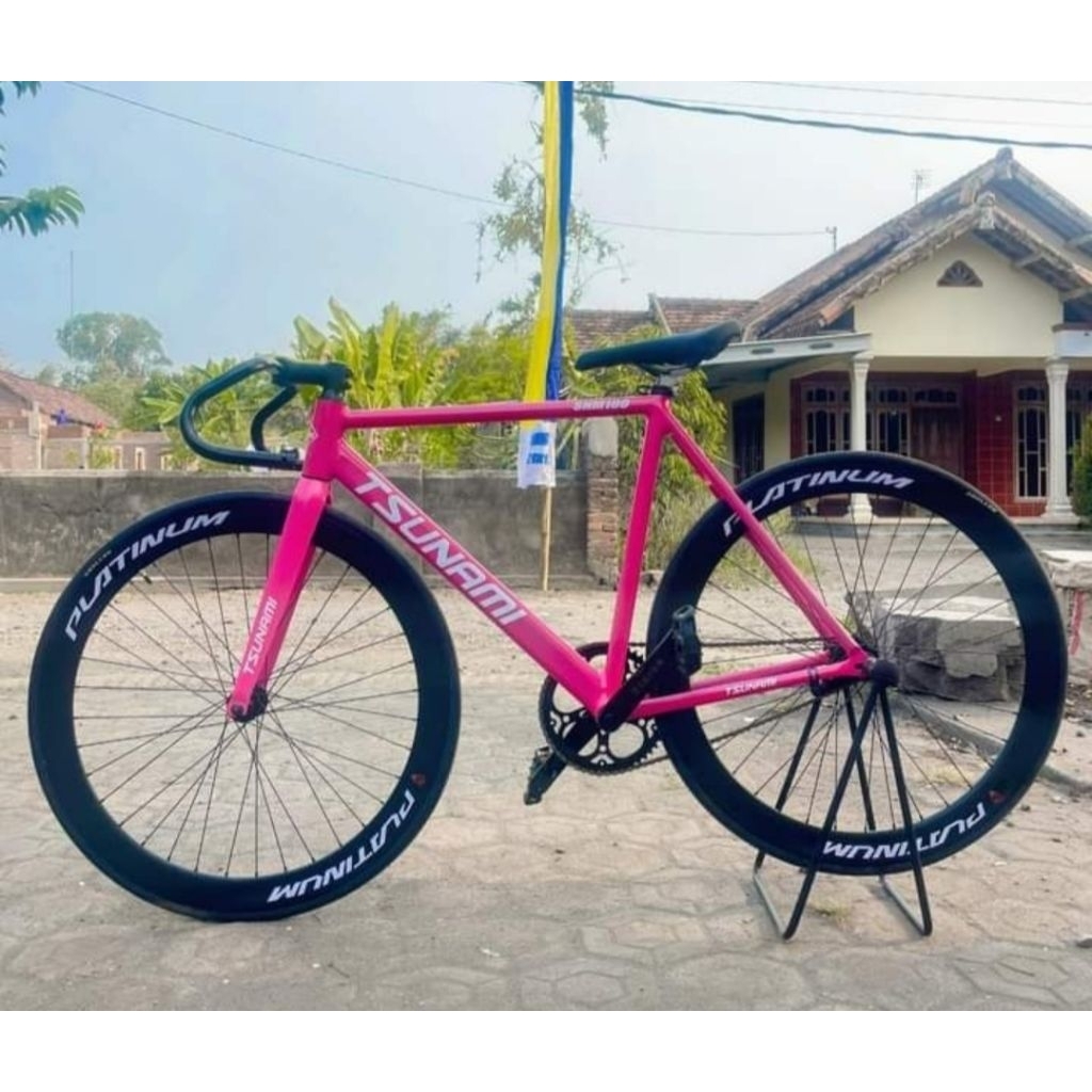Tsunami pink fixie custom velg stiker platinum
