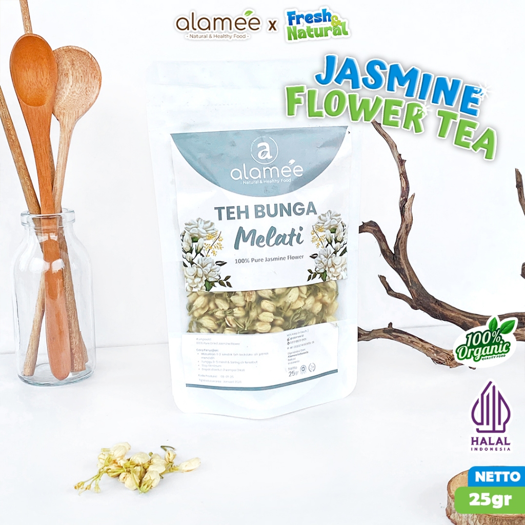 

ALAMEE Teh Bunga Jasmine Tea Flower Melati Organik Jasmin Herbal Kering Dried 25g fresh and natural