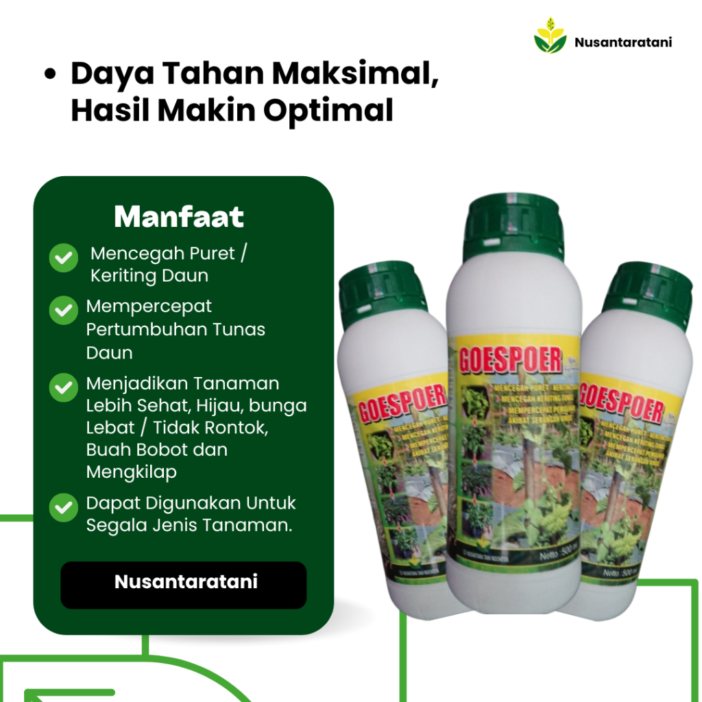 GOESPOER 1 Liter - Nutrisi Pupuk, Obat Anti Keriting Daun, Puret serta Mempercepat Pemulihan Tanaman