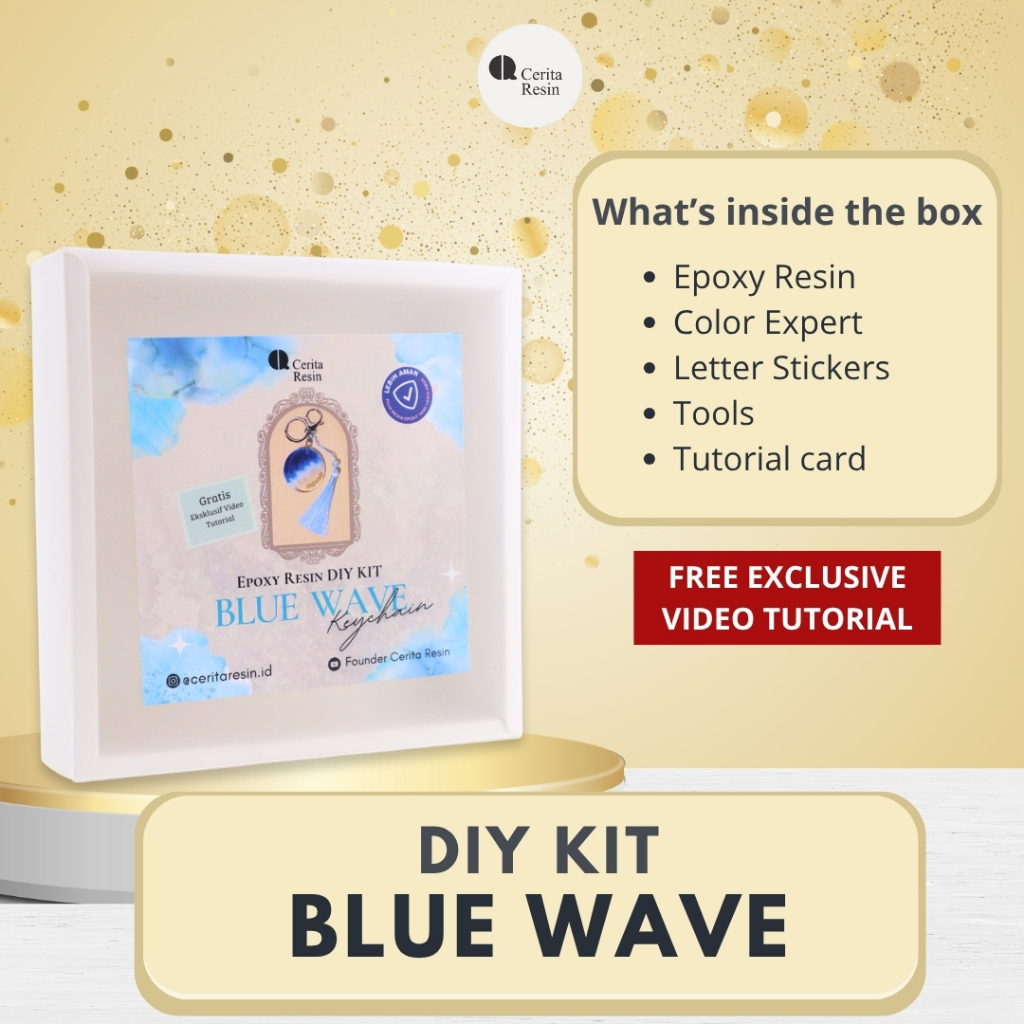 CERITA RESIN - Epoxy Resin DIY KIT Keychain Blue Wave resin art