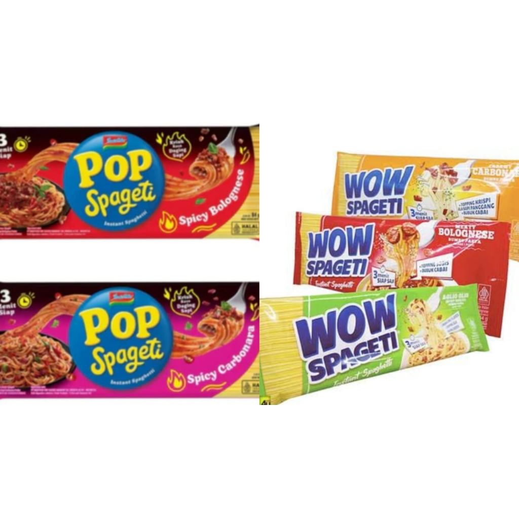 

WOW SEPAGETI / INSTAN SPAGETTI MEAT BOLOGNESE / CREAMY CARBONARA 84 GR ( RANDOM)/POP SPAGETI BOLOGNESE/CARBONARA 80GR