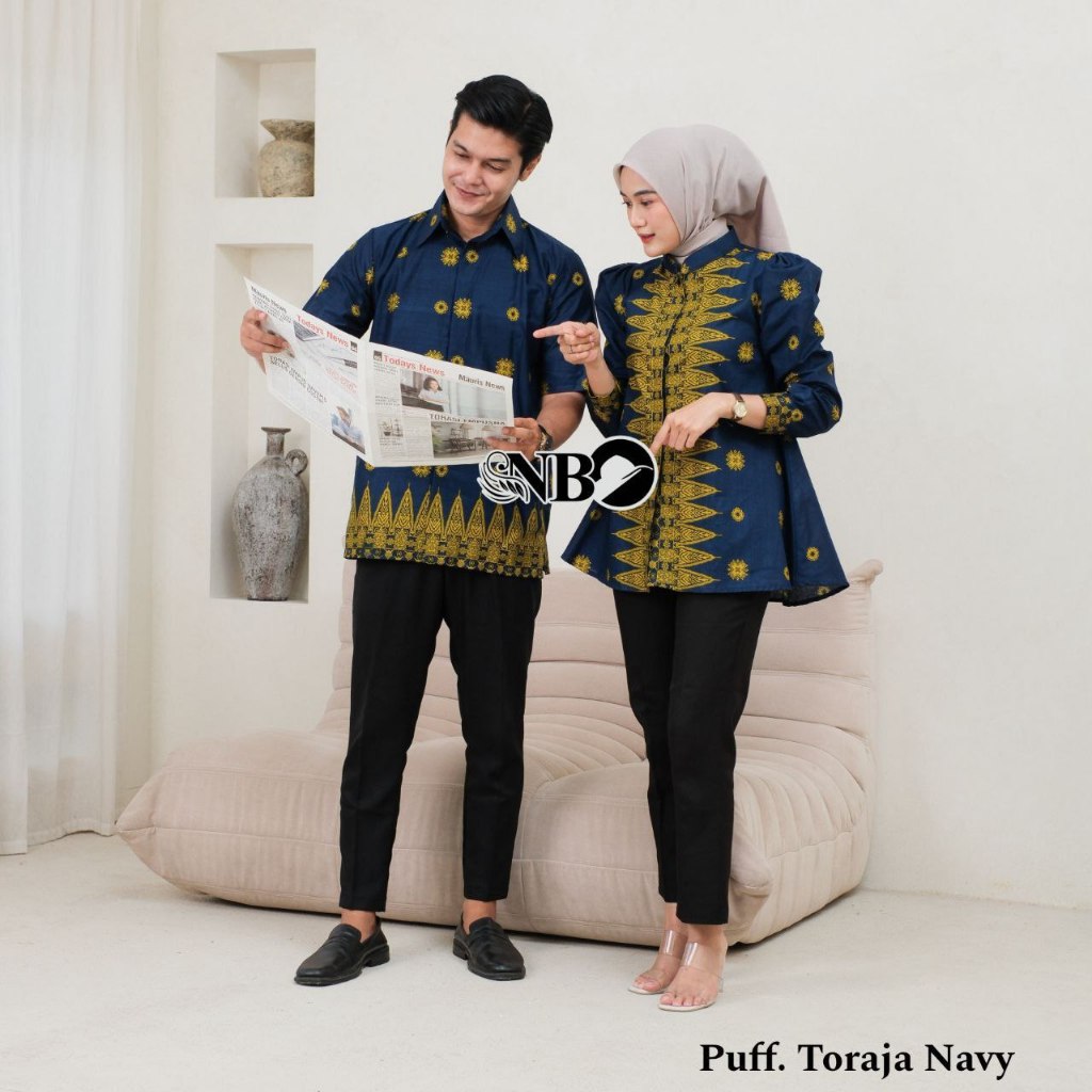 TORAJA - Batik Tunik Couple Modern Set Pakaian Couple Kemeja Batik Pria Baju Batik Couple