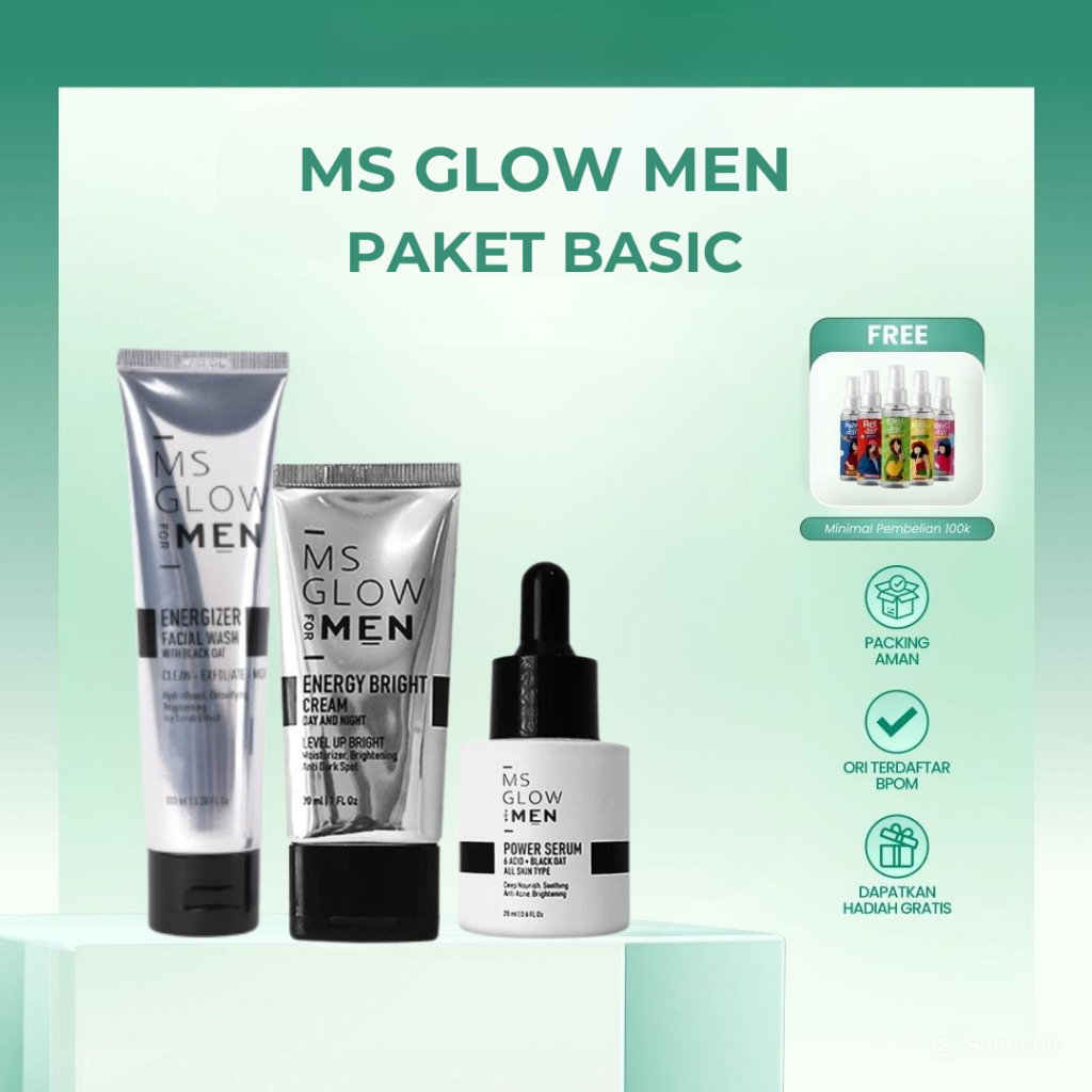 MS Glow For Men Paket Basic 3 in 1 Perawatan Kulit Pria Untuk Semua Jenis Kulit Produk Bpom Bisa Cod