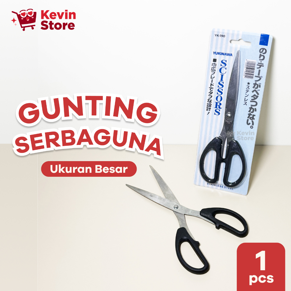 

[1 pcs] Gunting Yukinawa YK-190 BESAR Stainless Tajam Anti Karat untuk Rumah Sekolah Kantor