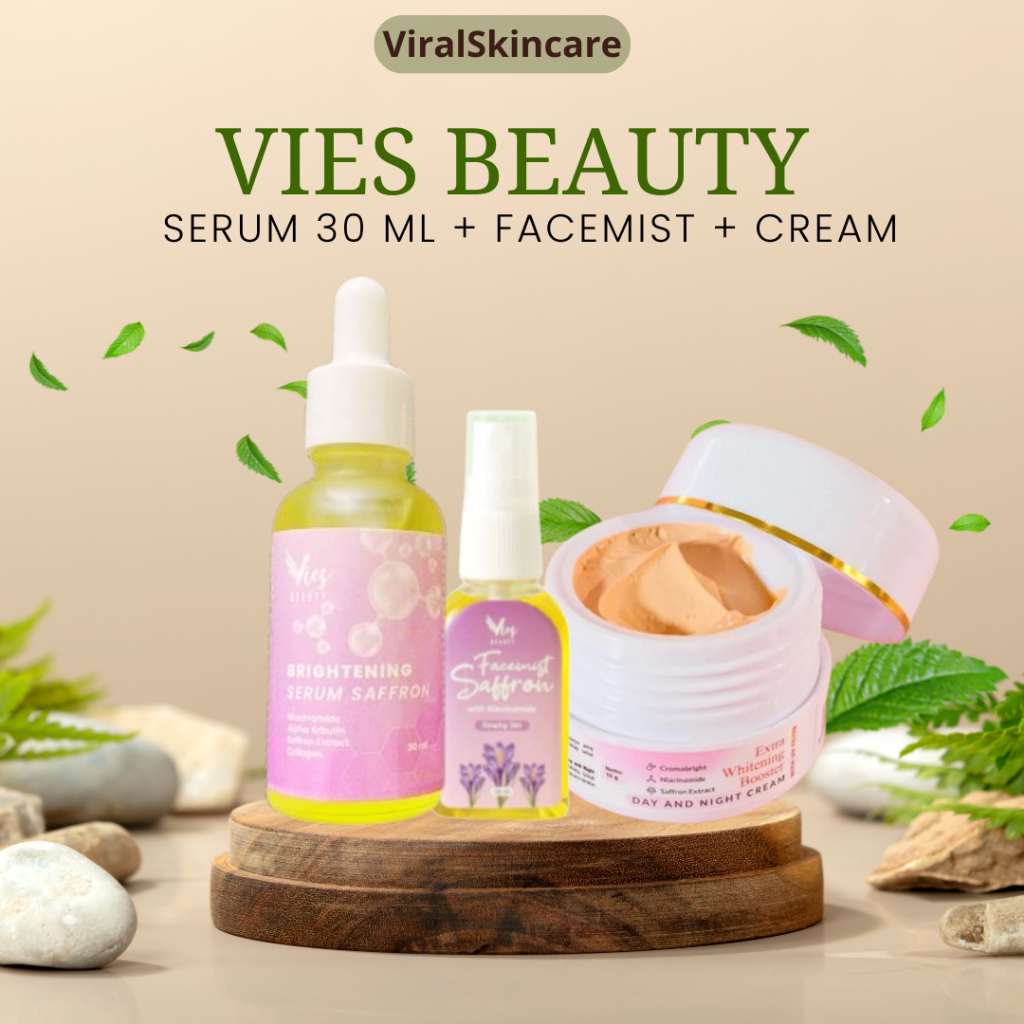 Vies Beauty Bundling Glow Serum Saffron 30ml + Facemist Saffron +Day Night Cream Vies