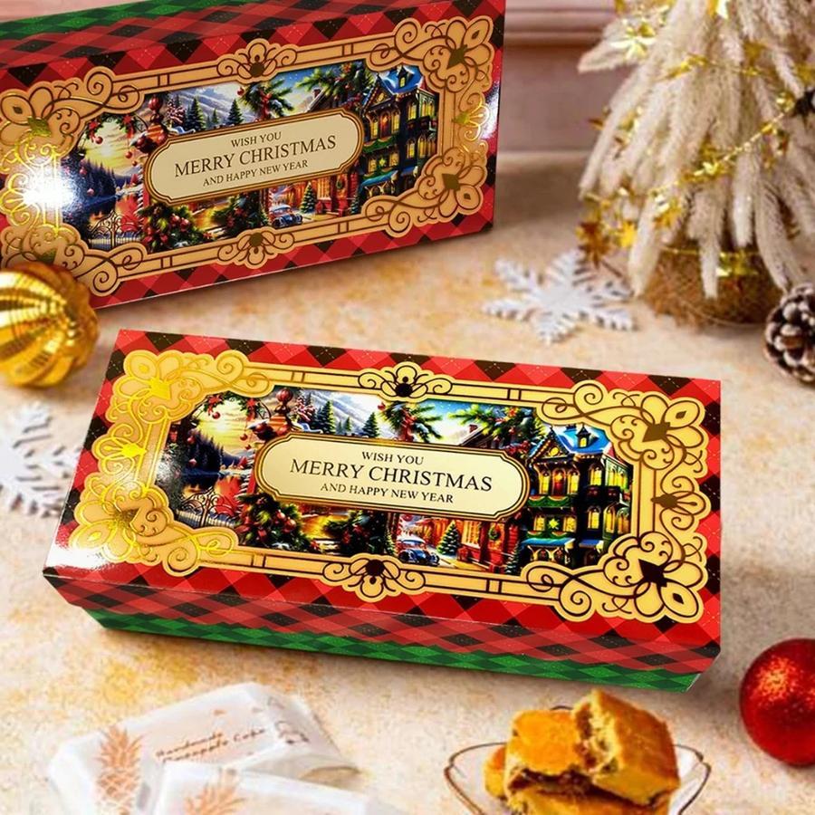 

Cake Box Kue Natal Dus Roti Brownies Xmas isi 2 Toples Bulat 250gr Size 12x25x7 cm