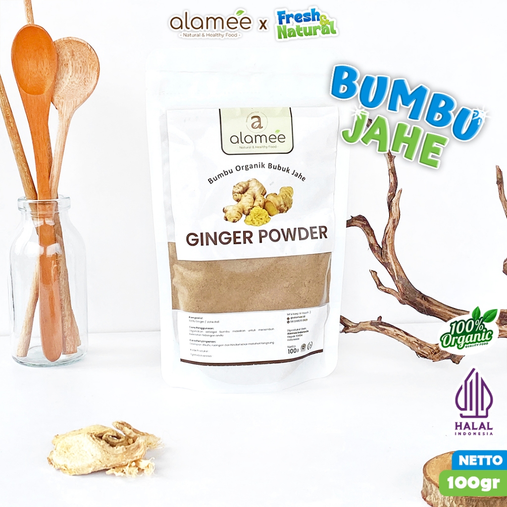 

ALAMEE Ginger Powder Jahe Putih Bubuk Minuman Herbal Bumbu Dapur Instan 100g fresh and natural