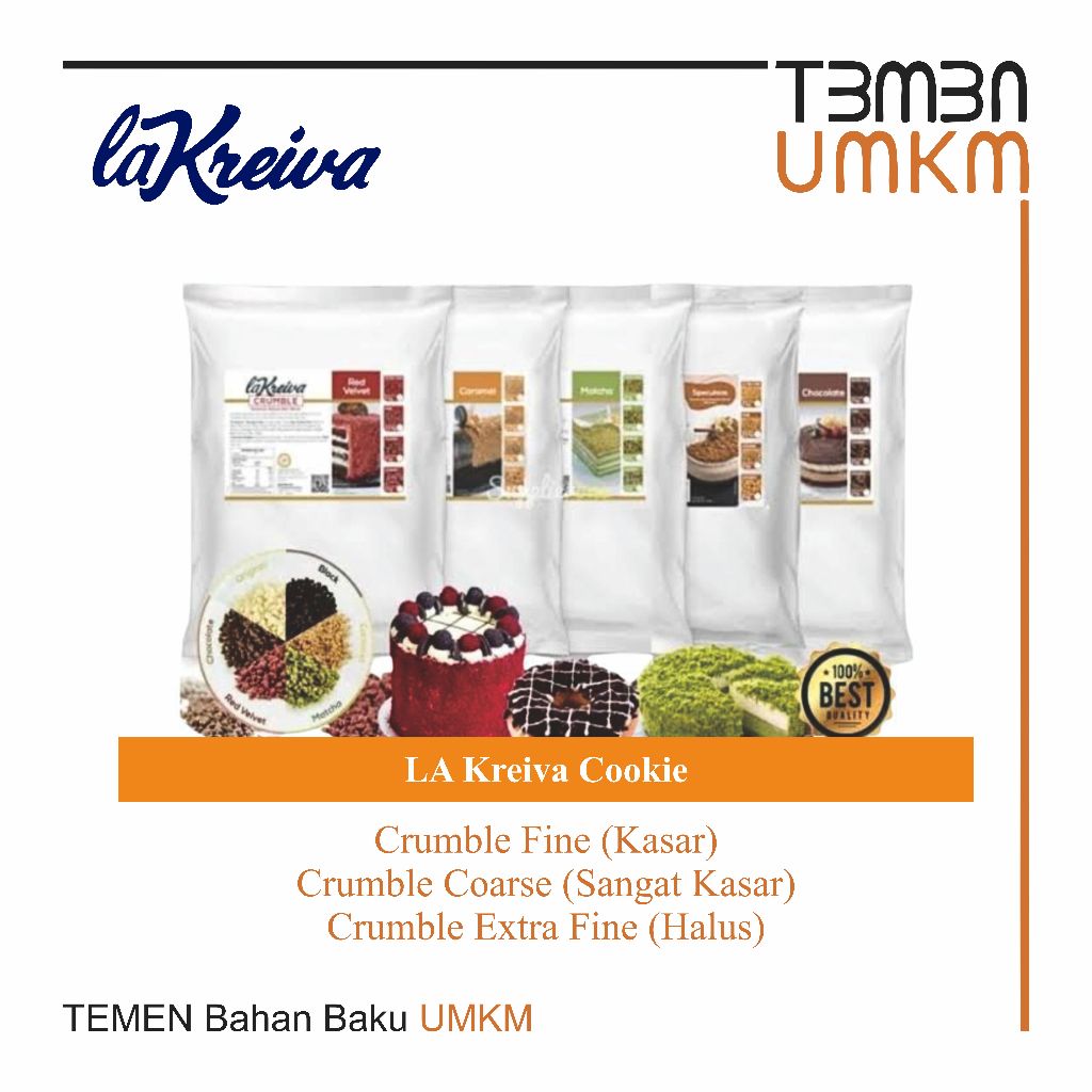 

La Kreiva Cookie Crumble Fine (Kasar) - Coarse (Sangat Kasar) 250gr | Extra Fine (Halus) 250gr