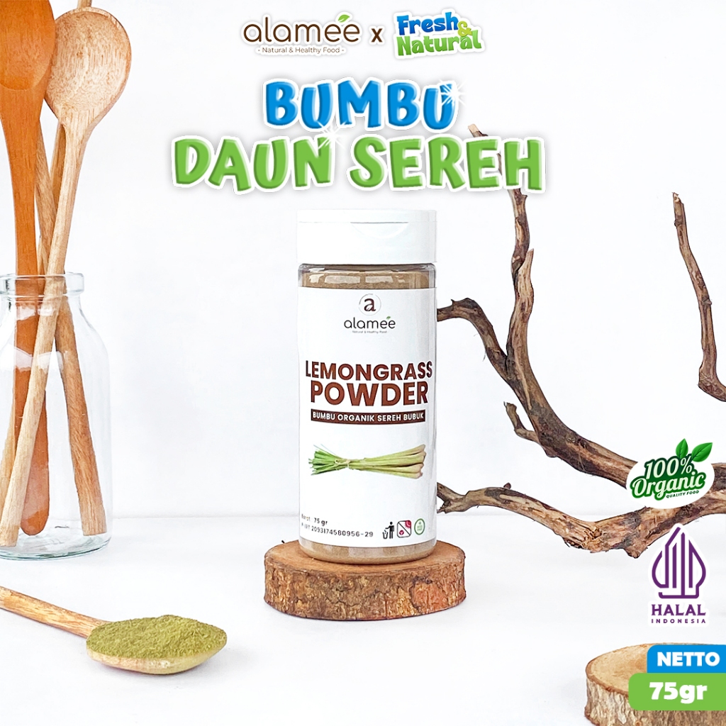 

ALAMEE Sereh Bubuk Lemongrass Powder Bumbu Dapur Organik Serai Murni Tabur 75g fresh and natural