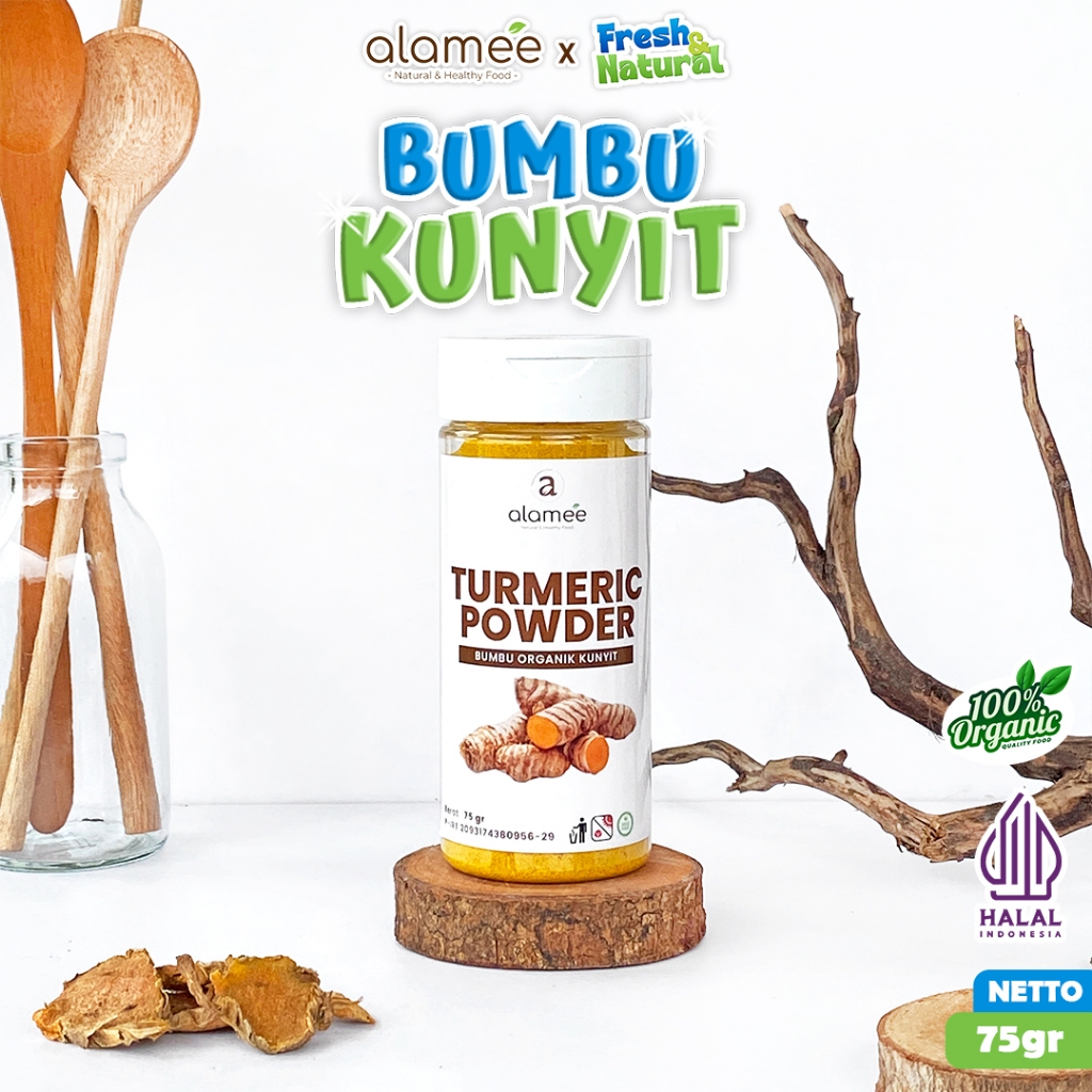 

ALAMEE Kunyit Bubuk Turmeric Powder Ground Bumbu Dapur Instan Organik Murni Asli fresh and natural