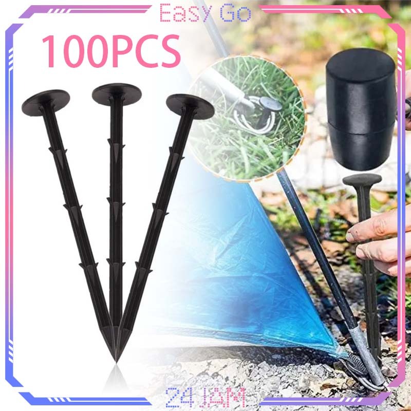 Isi 100pcs Paku Mulsa Weedmat 20cm Paku Plastik Mulsa Paku Weedmat Paku Bumi Weedmat