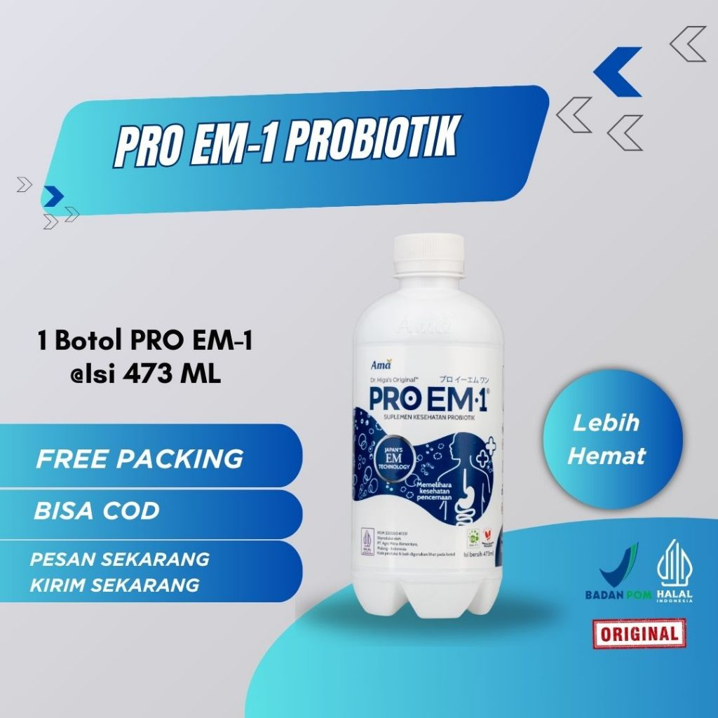 PRO EM1 Probiotik Original Murah (473ml) I ED Terbaru Juni 2026 I Anak Dewasa Lansia I Halal & BPOM
