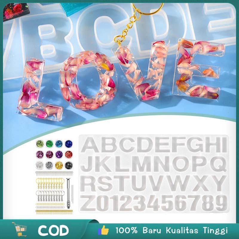 

236pcs/set Cetakan Epoxy Resin Gantungan Knci Huruf Bandul Liontin Membuat Perhiasan Diy