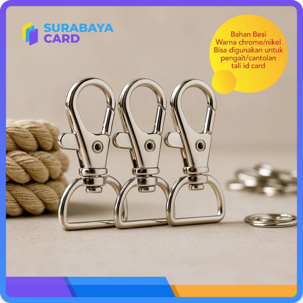 

Kew Kew Kait Besi Cantelan Pengait Pita Lanyard ID Name Card ukuran 1 cm - 1.5 cm - 2 cm - 2.5 cm