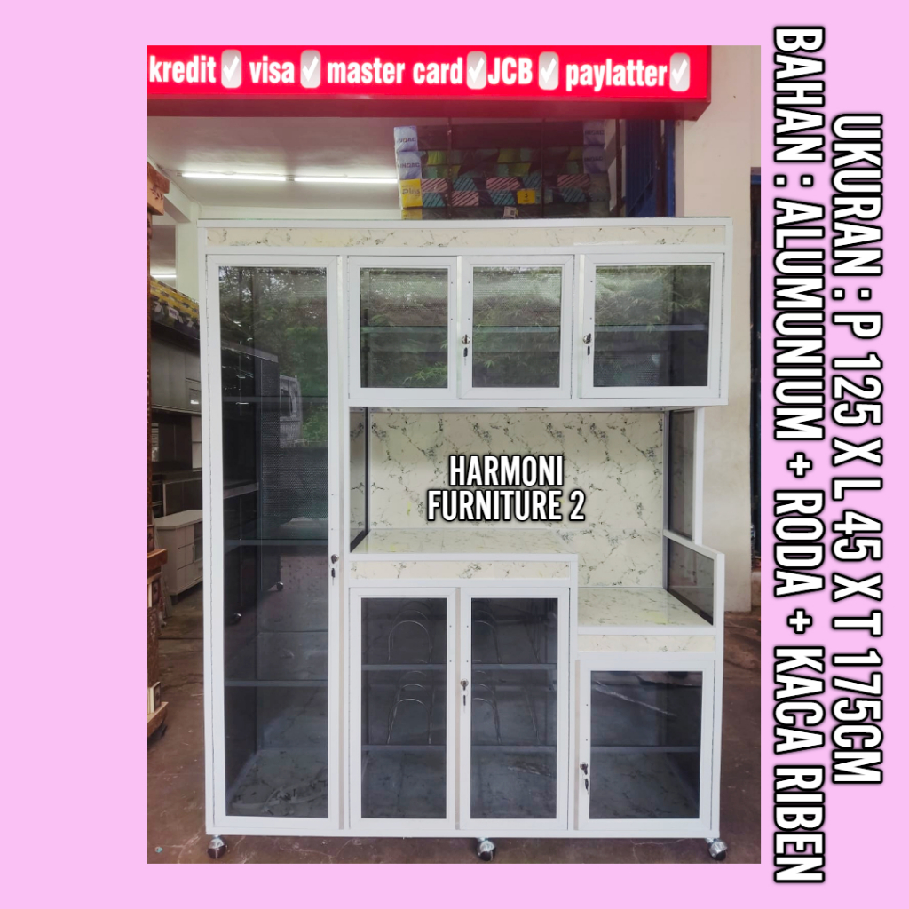 RAK PIRING 4 PINTU ALUMUNIUM LEMARI PIRING PINTU 4 ALUMUNIUM RAK SAYUR 4 PINTU ALUMUNIUM RAK DAPUR A