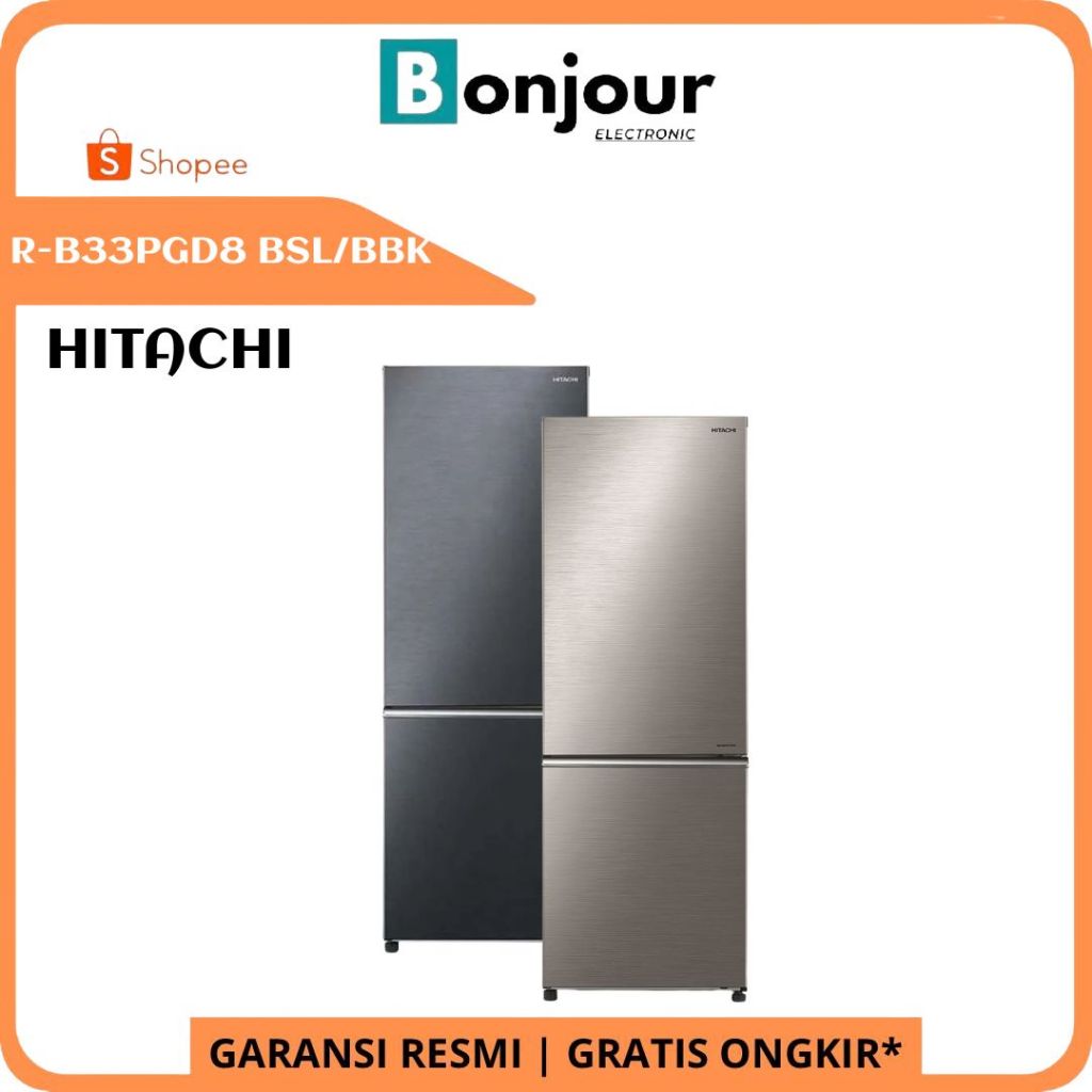 Kulkas Bottom Freezer Hitachi R-B33PGD8-BSL/BBK Kulkas Hitachi 2 Pintu 275 Liter