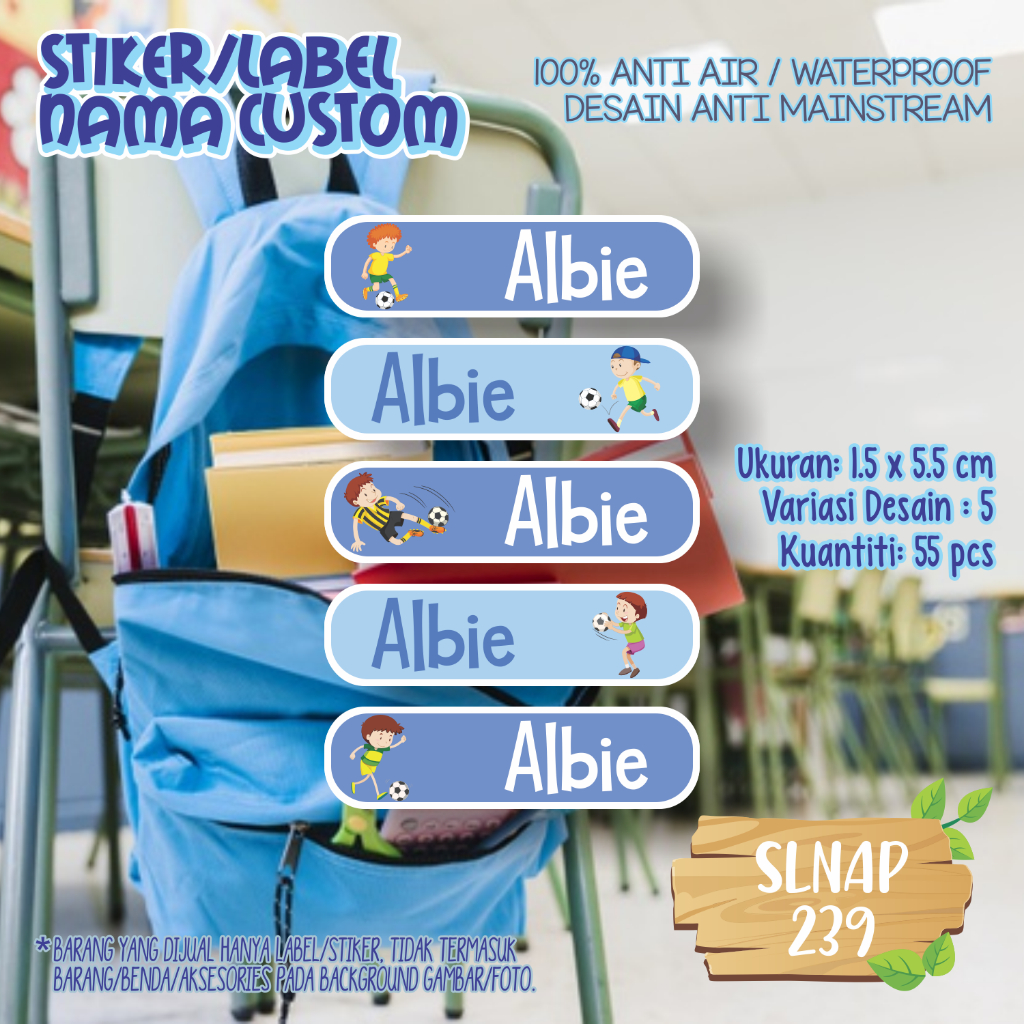 

sticker label nama waterproof kartun anak warna warni SLNAP 239