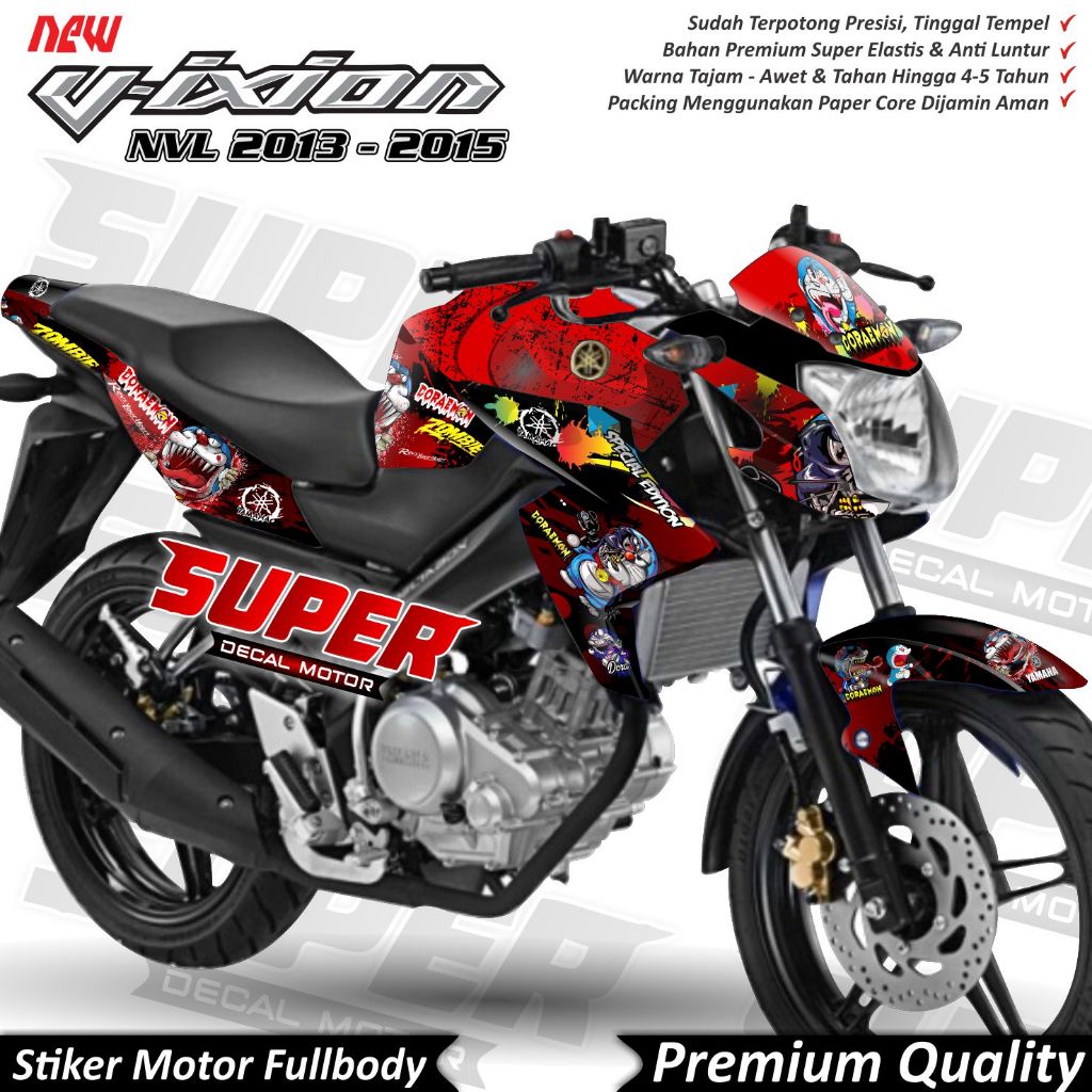 TERBARU Stiker Decal Vixion NVL Full Body Variasi Warna Doraemon Zombie Keren