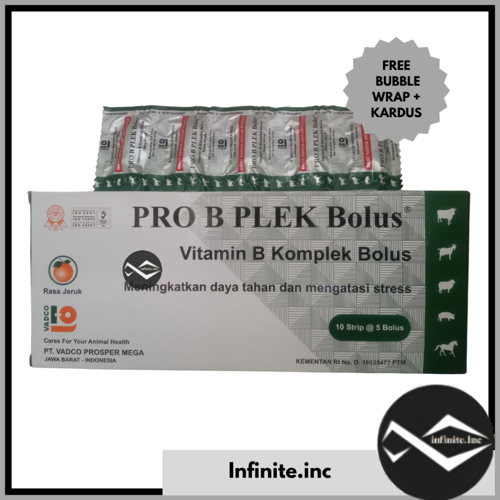 PRO B PLEK 1 BOLUS vadco - Vitamin B kompleks Hewan BOLUS RASA JERUK