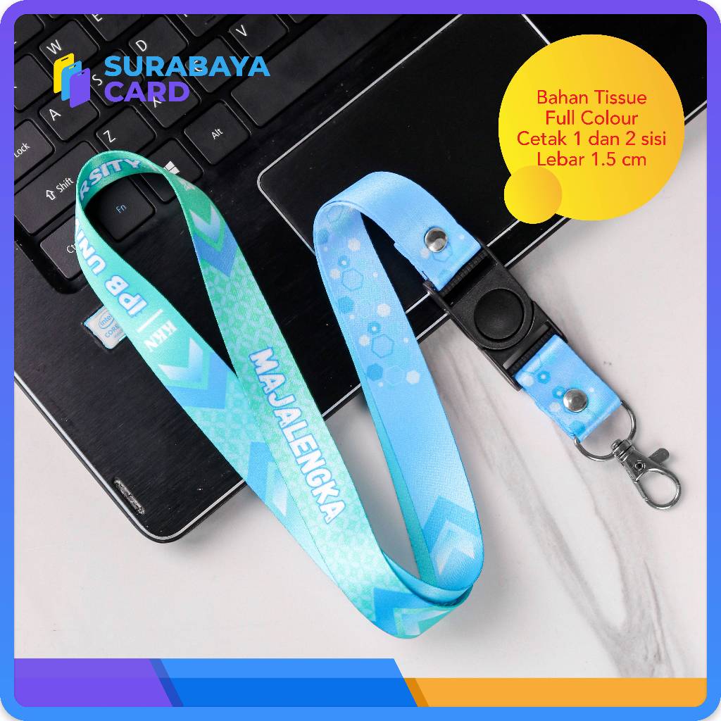 

Cetak Tali Lanyard Sublim Print Ukuran 1,5cm 1 atau 2 sisi Custom Desain Bebas