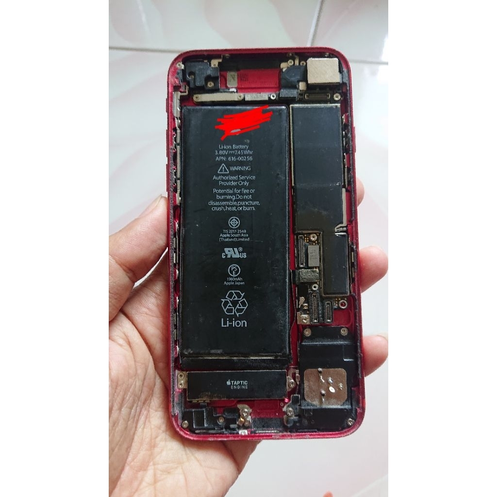 mesin iphone 7 red edition 128gb + finger print minus restart logo