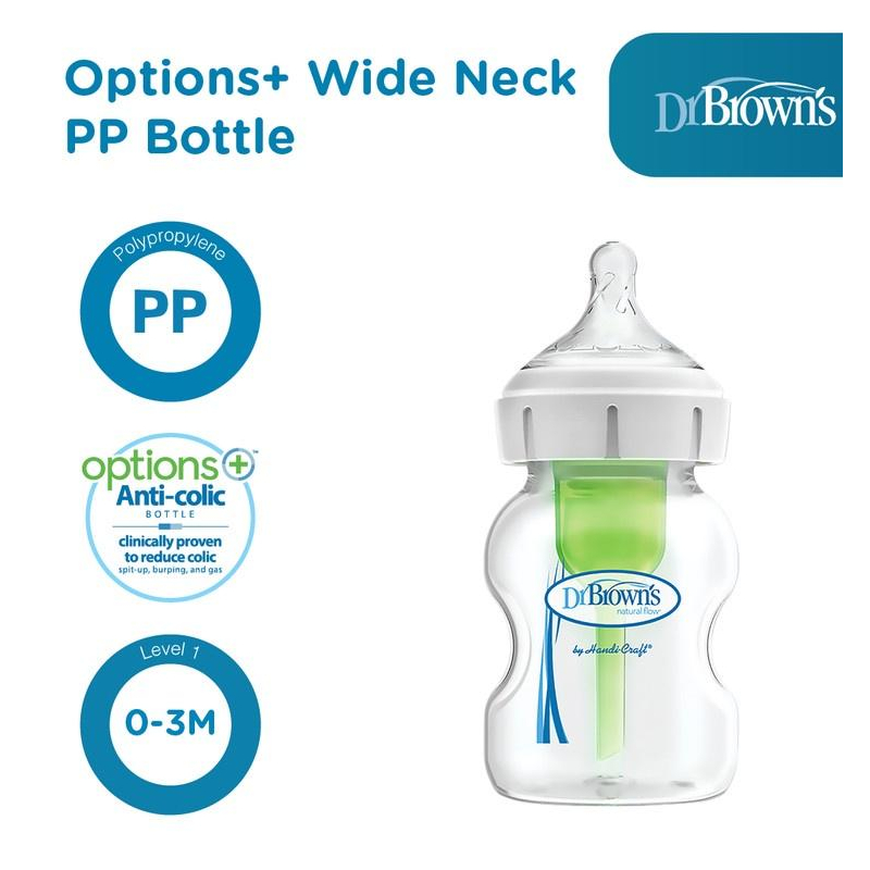 Dr Brown Bottle PP Wide-Neck Botol Susu bayi - Green, 150ML