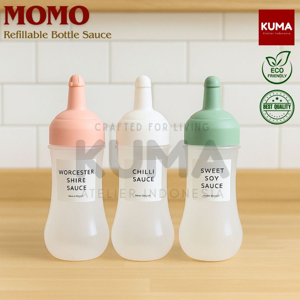 KUMA Momo Botol Saus Aesthetic 280ml Botol Kecap Botol Sambal Cantik Unik Squeeze Bottle