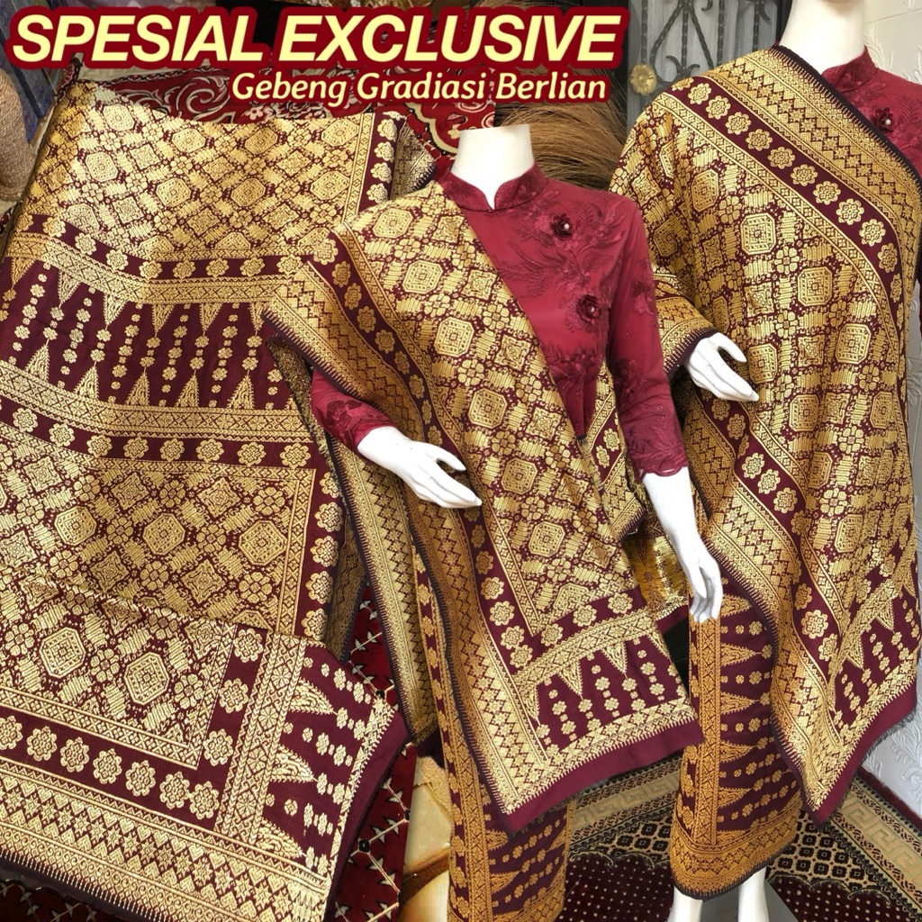 Exclusive Songket Lepus Gebeng ORI Gradiasi Berlian Maroon /songket tenun asli palembang /ilham song