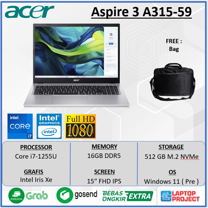 ACER ASPIRE 3 A315 I7 1255 16GB 512GB W11PRE 15.6Full HD IPS