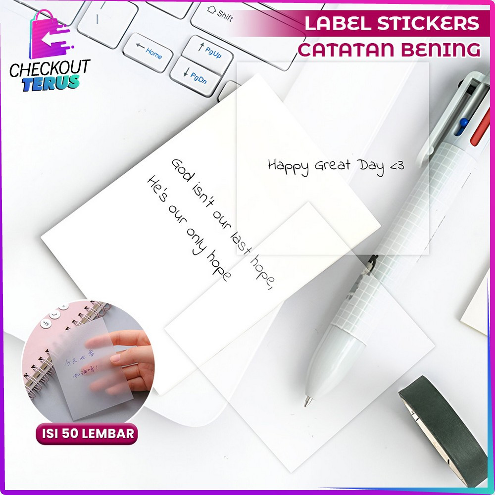 

EC CT A87 Sticky Note Transparan Uk 76X76 Isi 50 Lembar Kertas Memo Tahan Air Untuk Kantor Sekolah Kertas Tempel Stickers Catatan Bening Serbaguna
