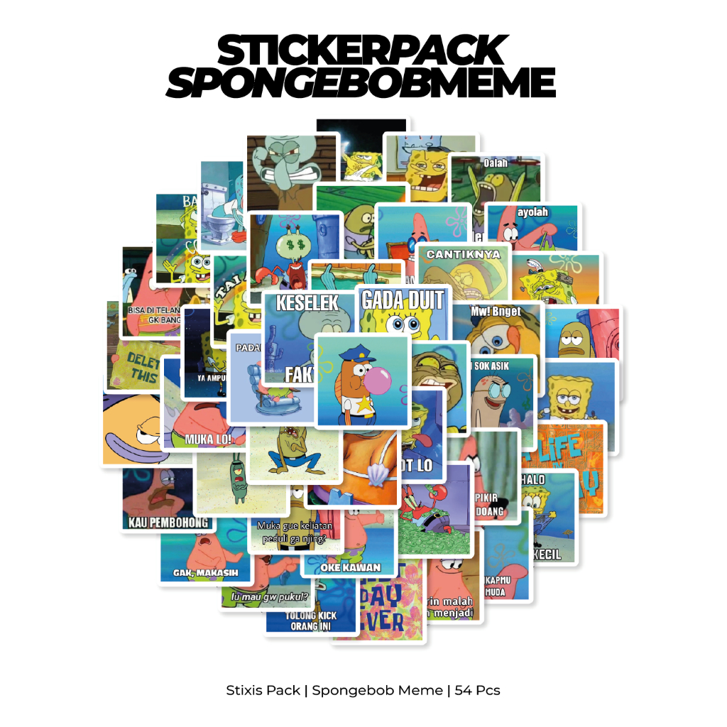 

[READY] STICKER PACK | MEME SPONGEBOB | 54 PCS | KISSCUT | WATERPROFF | STIXIS.MARKET
