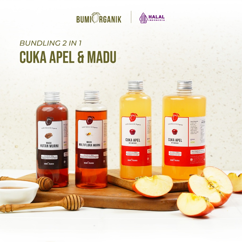 

PAKET 2 IN 1 CUKA APEL ORGANIK 500ML MADU HUTAN BUMI ORGANIK UNTUK DIET WAJAH LAMBUNG TAHESTA ORGANIK HALAL / VINEGAR HEINZ / APPLE CIDER VINEGAR WITH MOTHER / MADU HNI ATTAUBAH AL HIDAYAH HPAI SUPER ASLI / BRAGG NUTRIFARM DEHEALTH SUPPLIES BEORGANIK