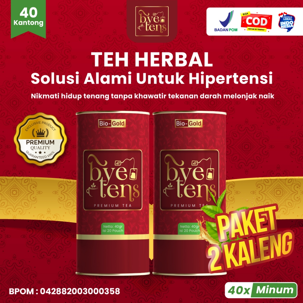 

Bye Tens Original Premium Tea - Teh Penurun Darah Tinggi Alami Untuk Orang Tua BPOM | Isi 20 Celup