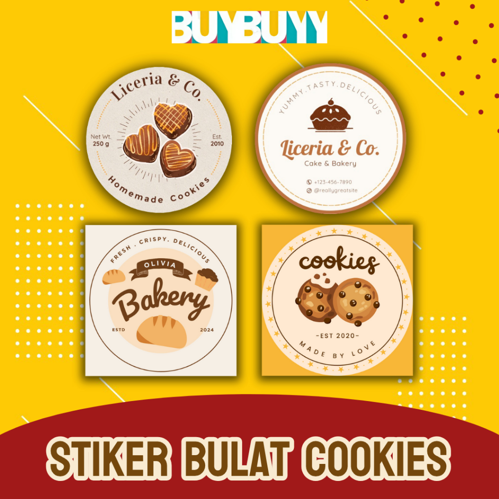 

Cutting stiker Custom Bulat cromo A3+, stiker label kemasan Cookies online shop murah