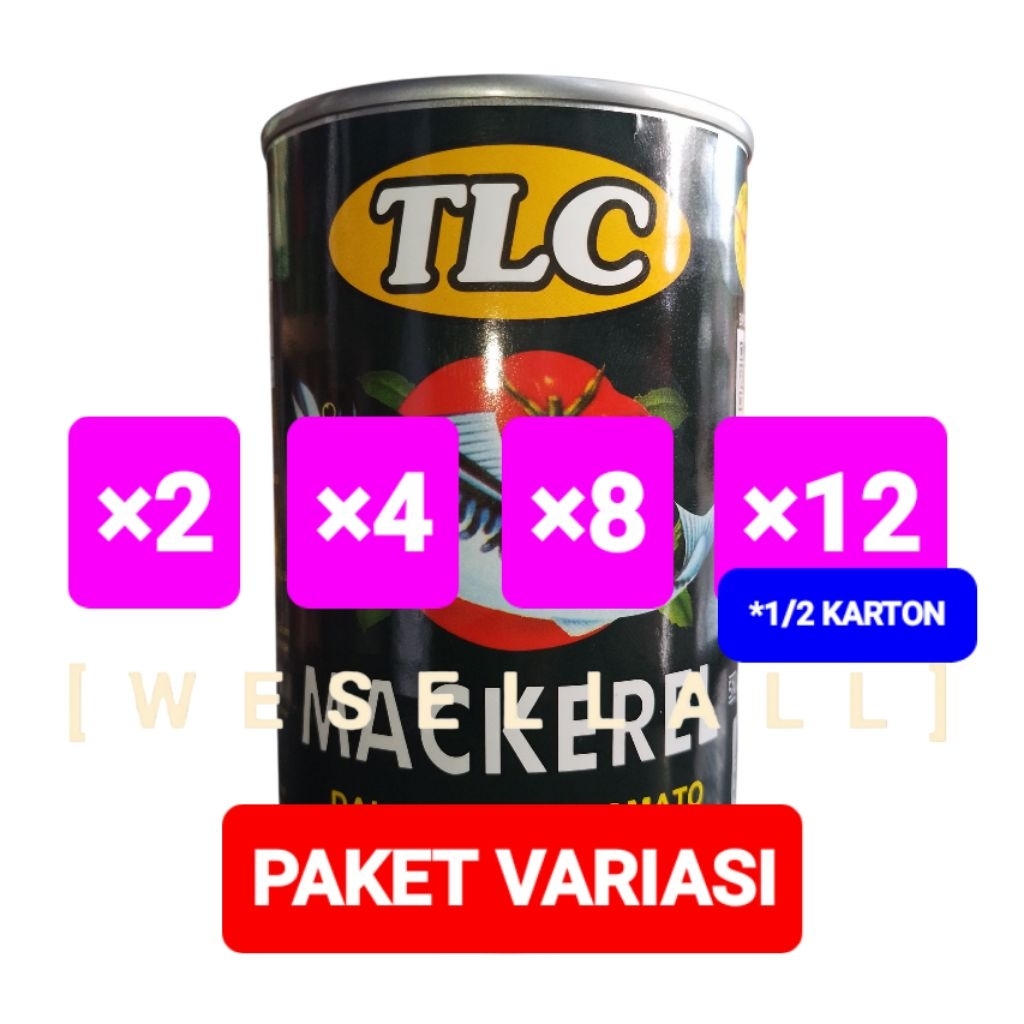 

Sarden TLC Mackerel Kaleng PER PAKET Isi Variasi @ 425 gr | 0001SPB