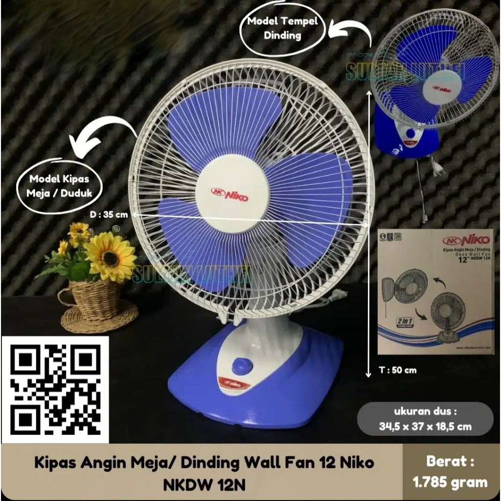 Kipas Angin Dinding 12 inch  Niko/ Kipas angin Meja 12 inch Niko