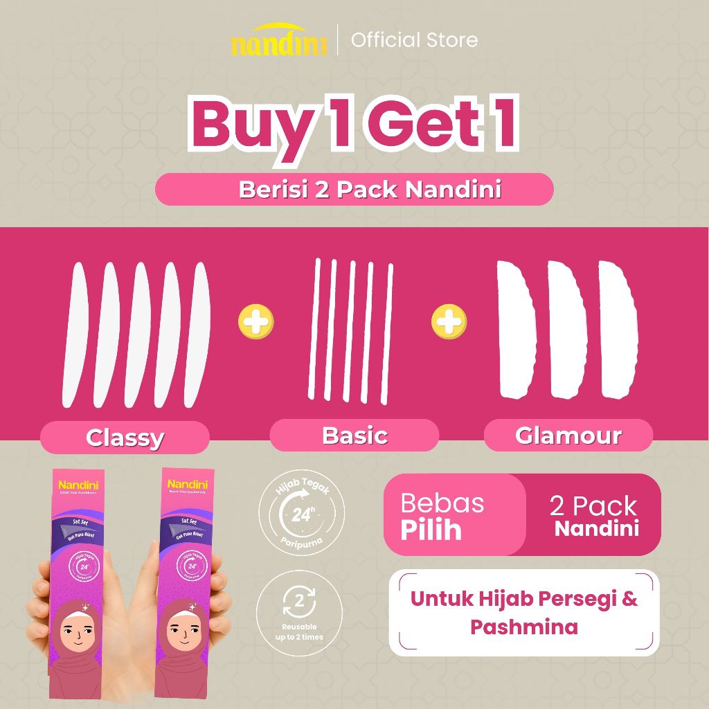 Bundle Pack Hijab Tape Nandini Membuat Hijab Melengkung Paripurna