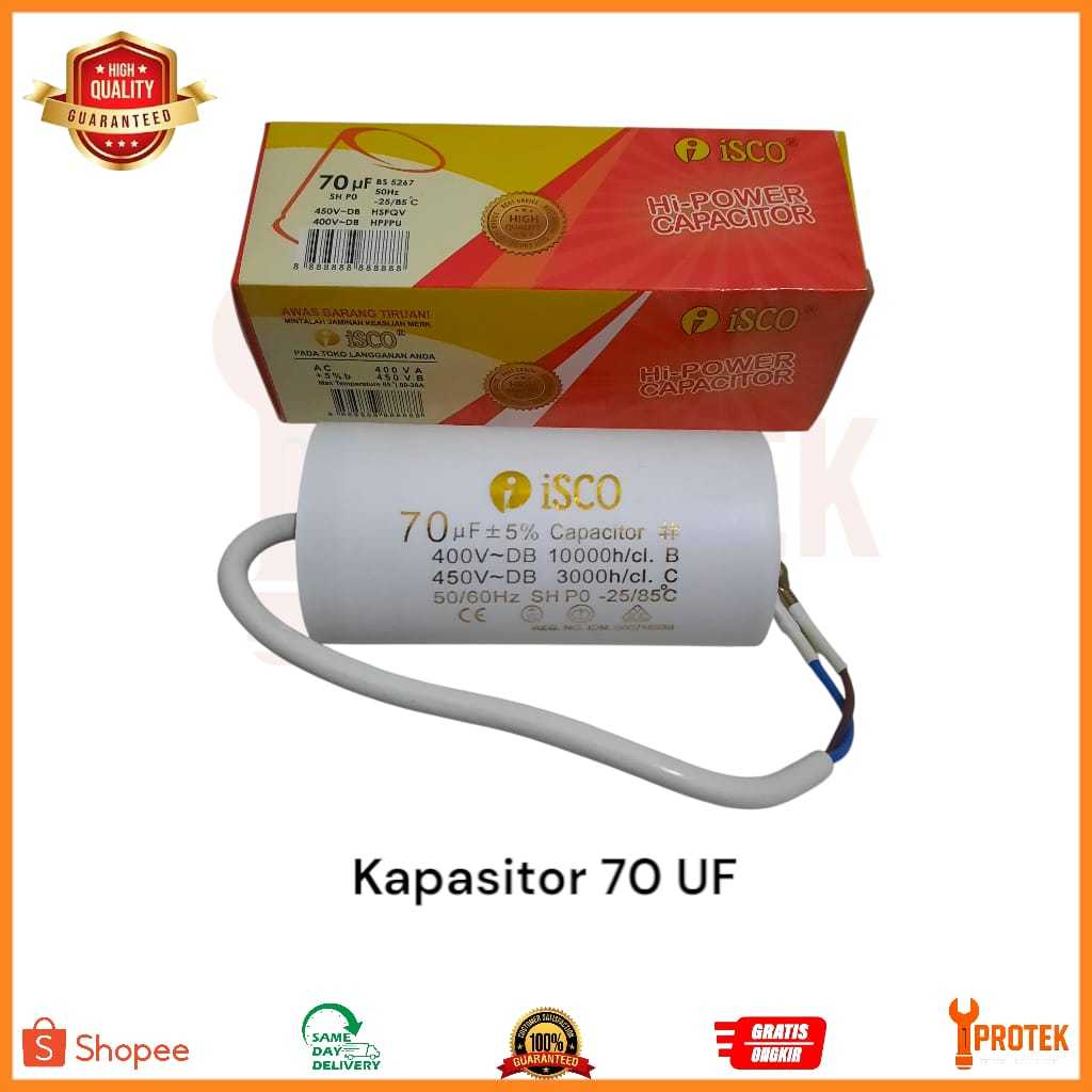 KAPASITOR 70 UF 450V ISCO BULAT CAPACITOR ISCO 70 UF MIKRO 450 VOLT