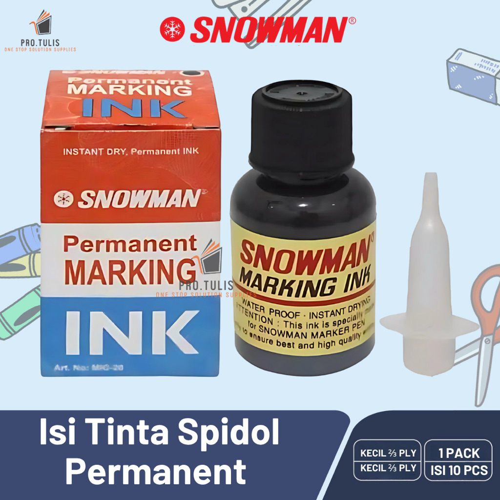 

SNOWMAN ISI TINTA Spidol Permanent Hitam Biru Merah