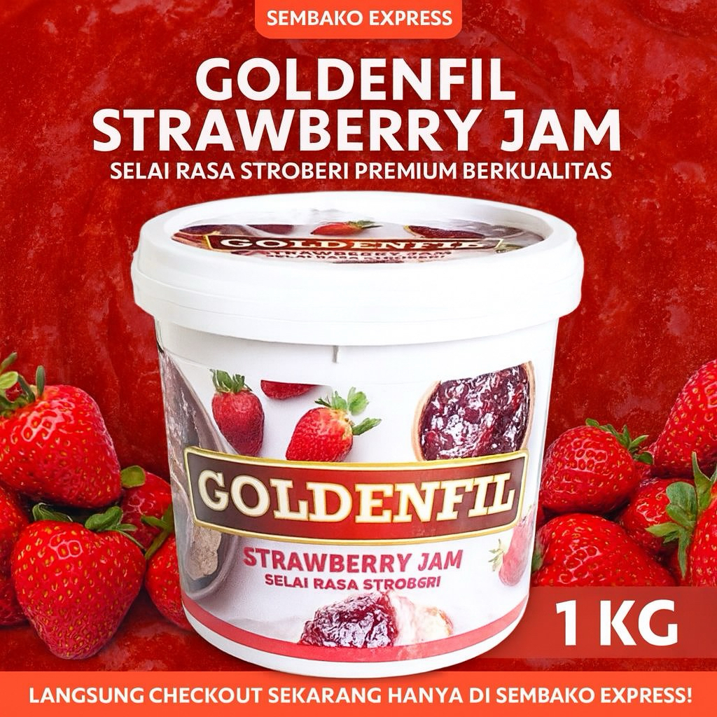 

Goldenfil Strawberry Jam 1 Kg – Selai Stroberi Premium Rasa Asli