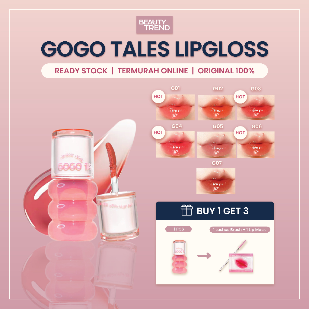 [READY ORI] Gogo Tales Lip Gloss Gogo Tales Glossy Light Lip Gloss Gogo Tales Lip Mud GT746