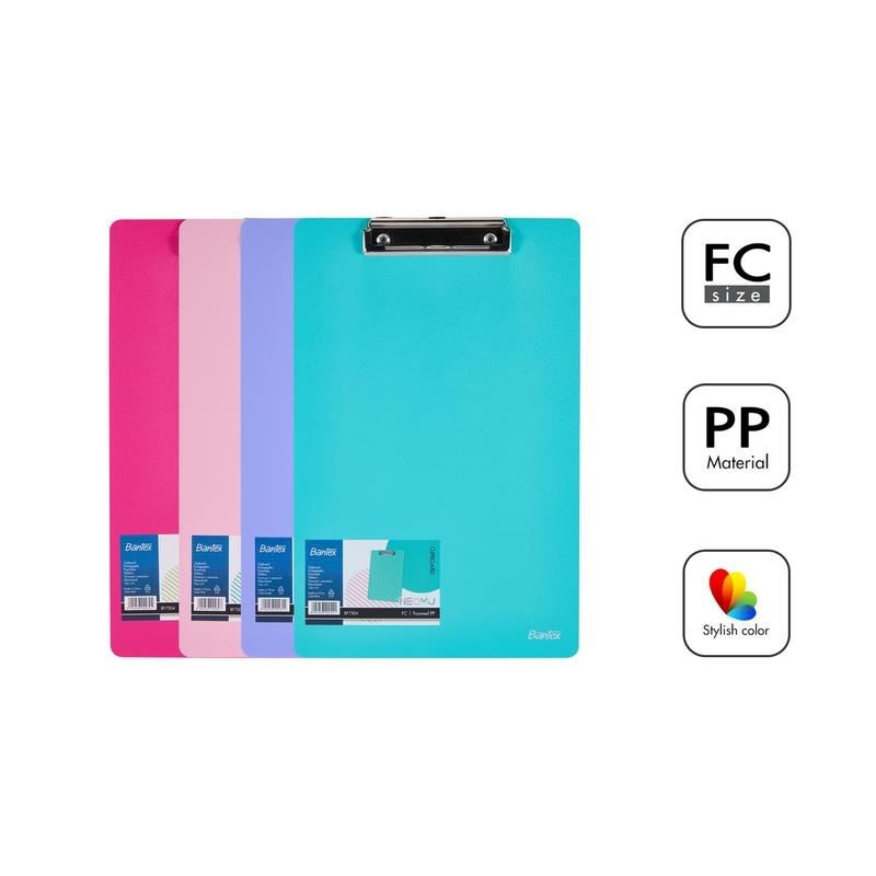 

Bantex Clipboard BF7504 / Papan jalan untuk alas ujian Ukuran Folio Bahan PP Warna Pastel BF7504