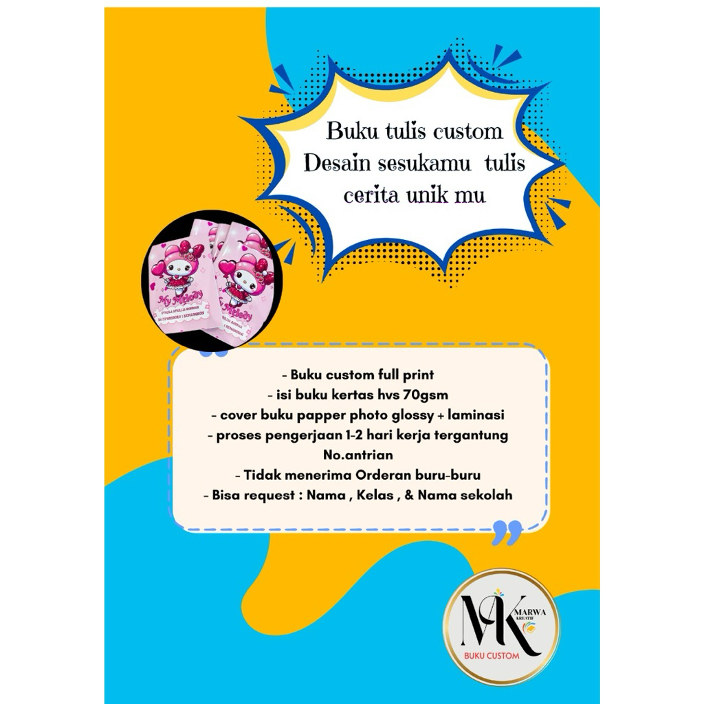 

Buku Tulis Custom Nama 38lembar/10motif random