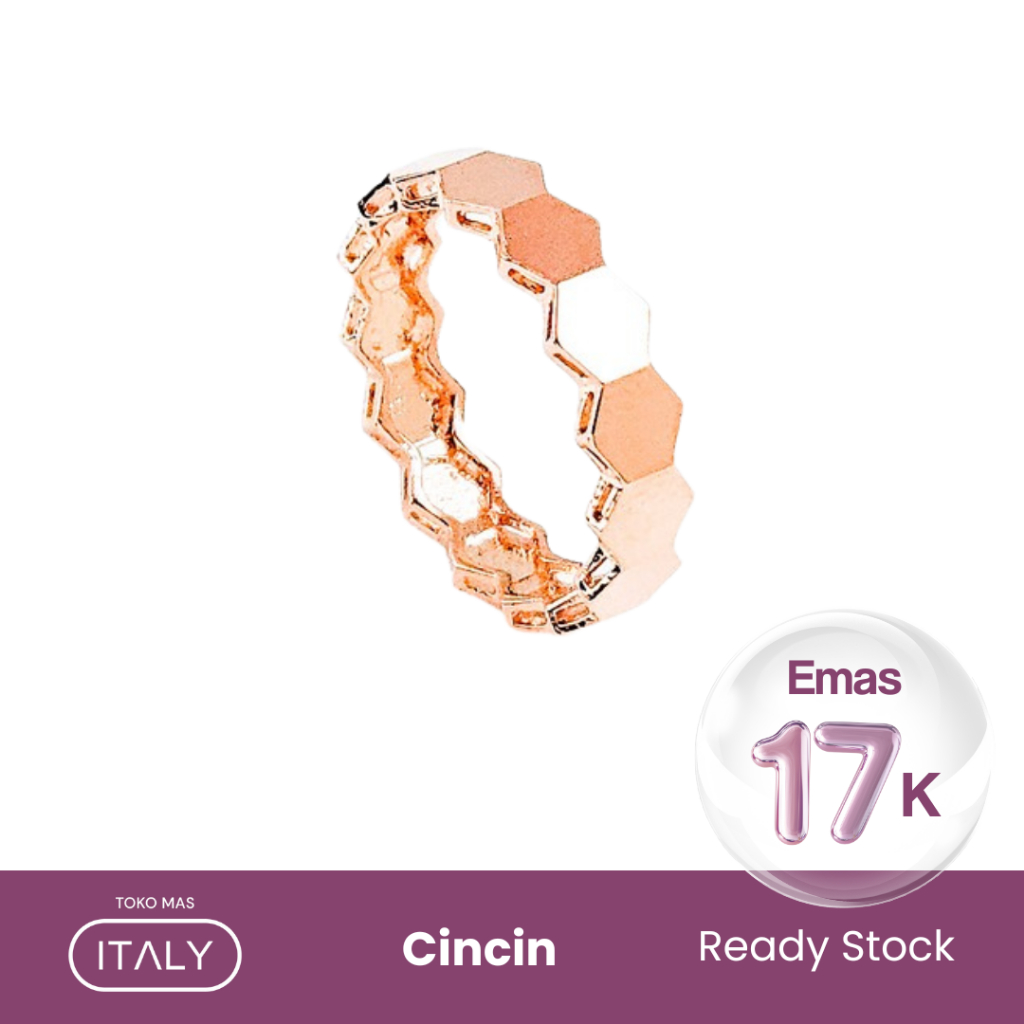 CINCIN EMAS HEXAGONAL ROSE 750 17K