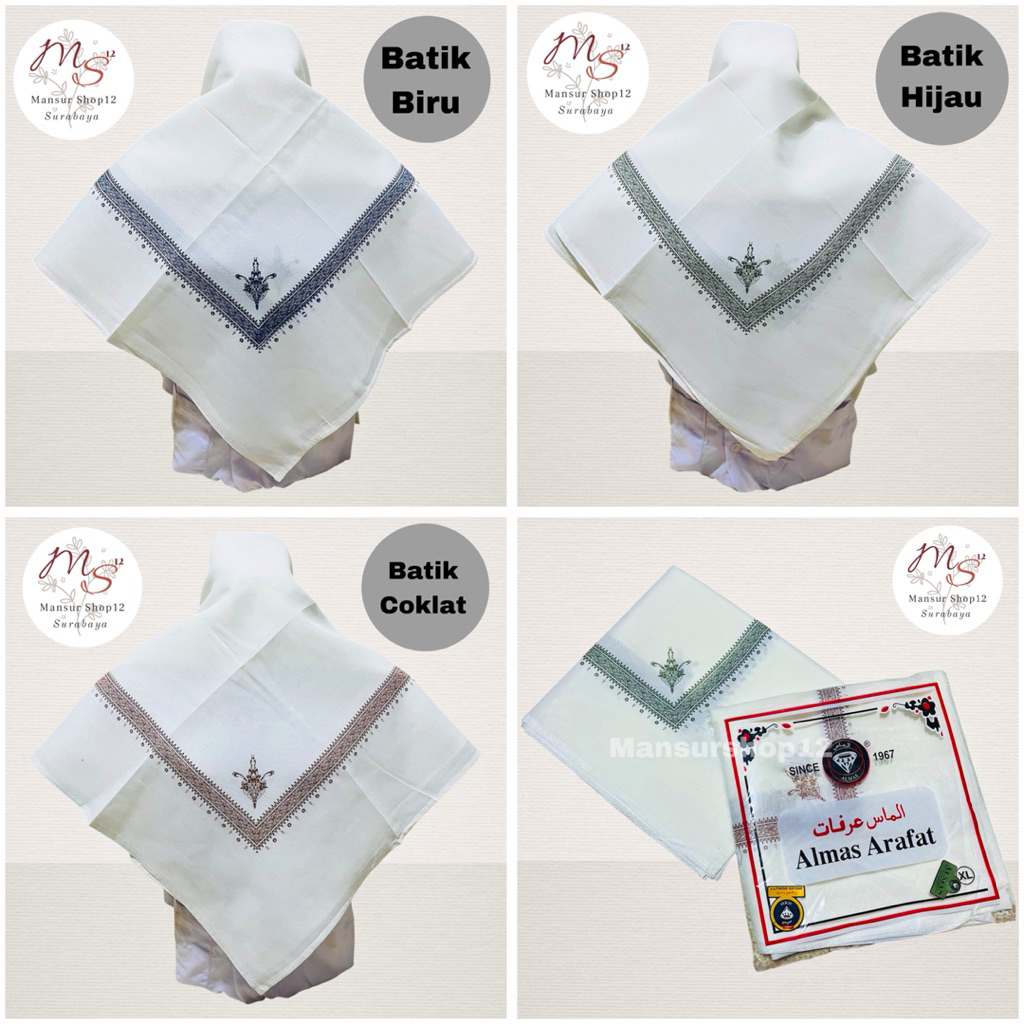 Sorban Almas Jaguard BW Cream Persegi Batik Warna
