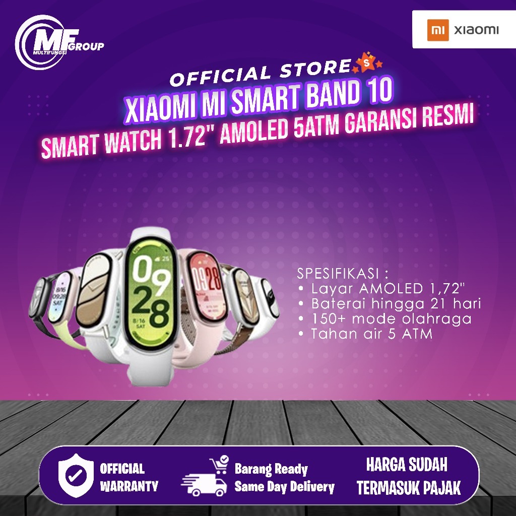 Xiaomi MI Smart Band 10 | Smart Watch 1.72" Mi Band Amoled Garansi Resmi