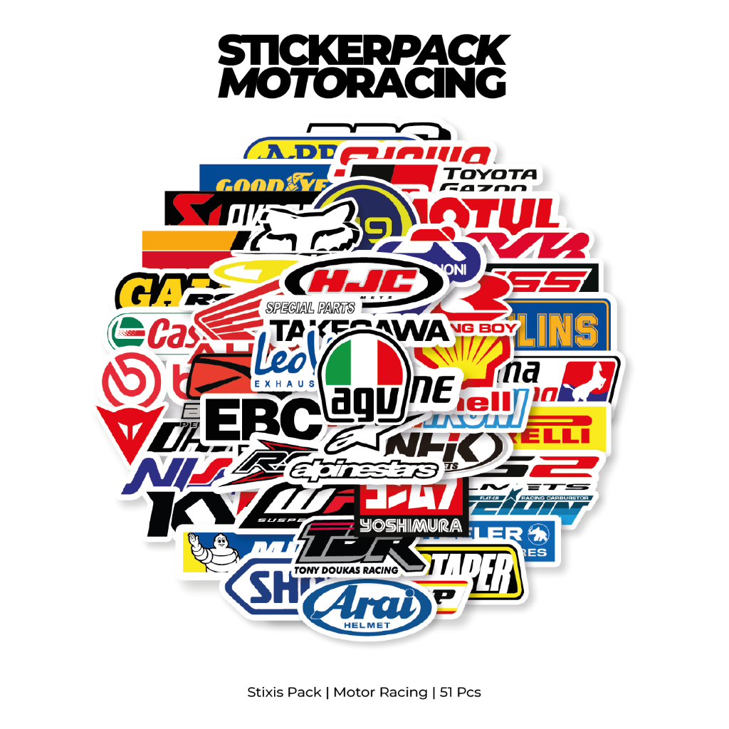 

[READY] STICKER PACK | MOTOR RACING | 51 PCS | KISSCUT | WATERPROFF | STIXIS.MARKET