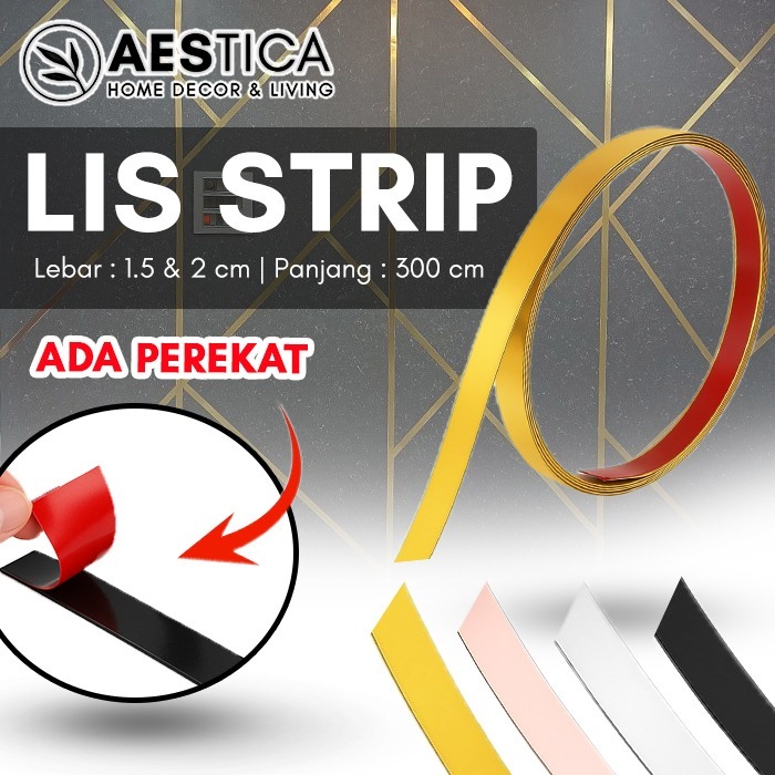 List Strip Stainless Gold Hitam Mirror 1,5 cm dan 2 cm | Aksesoris WPC Wall Panel Flexi PVC Board | 