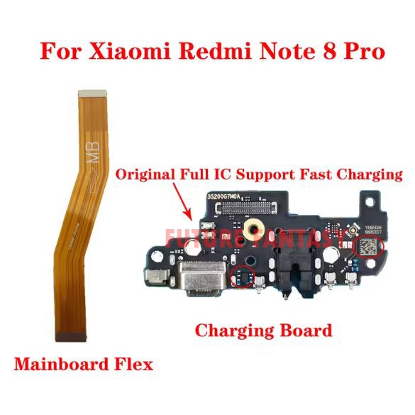 Paket Fullset UIBoard dan Flexible Charger Xiaomi Redmi Note 8 Pro Original Konektor Cas USB Port