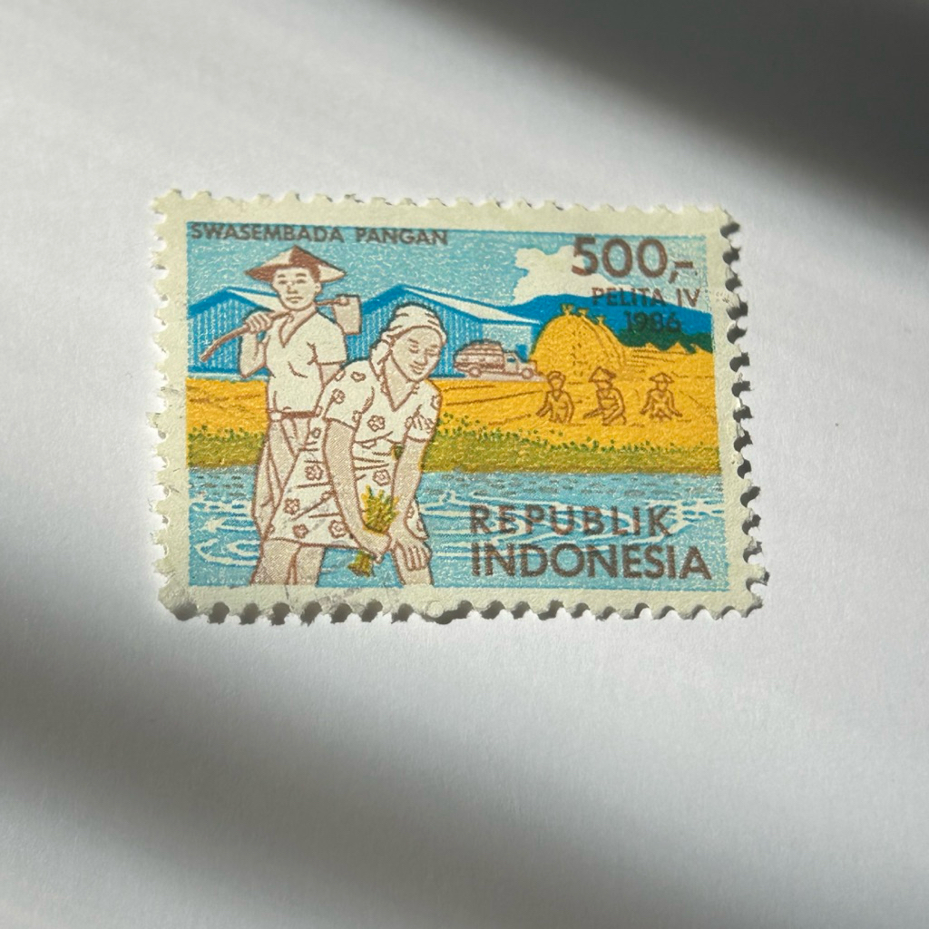 

(Good Condition) Perangko Indonesia 1986 Pelita IV - Swasembada Pangan 500 rupiah